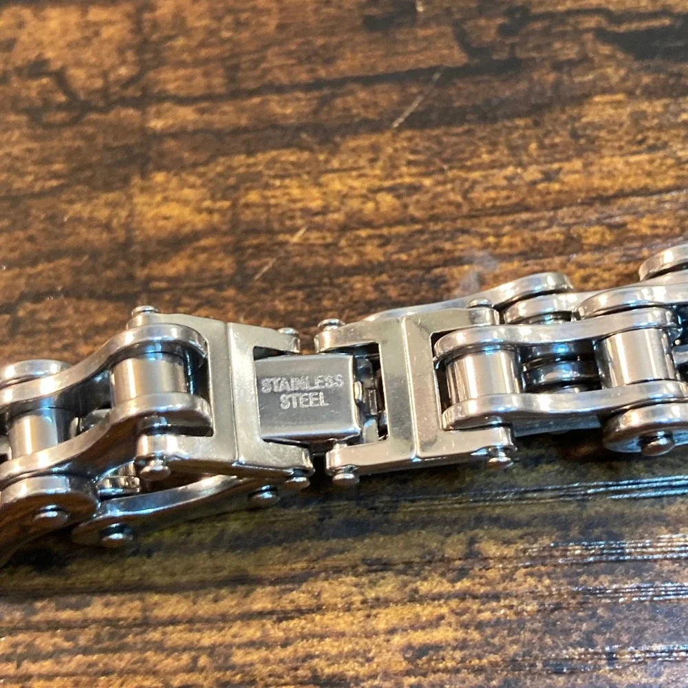 Mens Stainless Steel Motorcycle Chain Link Bracelet 9.5